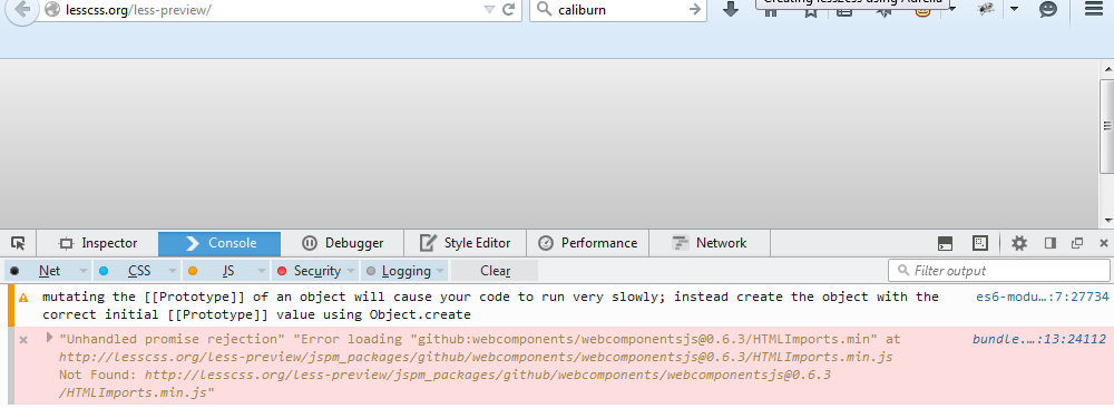 Firefox showing an error loading