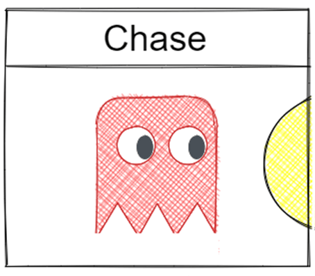 A Pacman ghost chasing Pacman