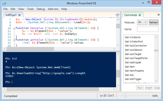 PowerShell ISE screenshot