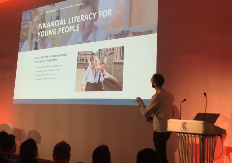 Joel Bailey, Managing Consultant at EY Seren talking about the Bank of Ireland Financial Literacy and Entrepreneurship programmes for primary and secondary schools.