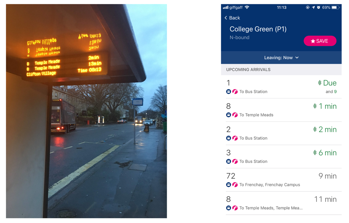 Figure 1: Real-time Traffic Information shown on a display board and on smartphone app