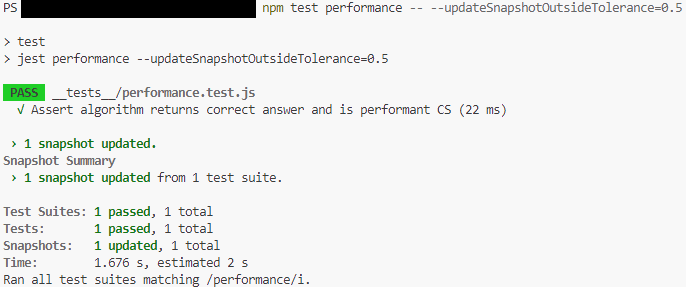 Performance deteriorates, snapshot updated, test passes!