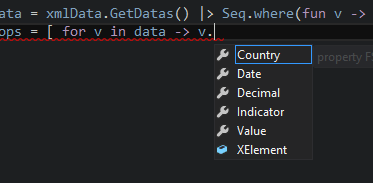 FSharp XMl provider IntelliSense