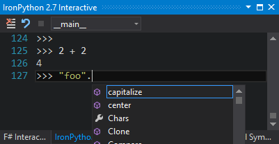 IronPython interactive window screenshot