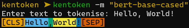 CLI with the Google model 'bert-base-cased', sourced from HuggingFace.